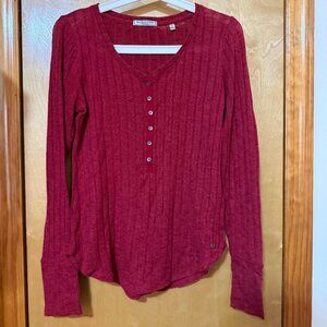 Abercrombie & Fitch Red v neck long sleeve - Size S